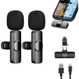 Icoveri Pack 2 Micrófonos Profesionales de Solapa Portátil para Smartphone Apple y Android