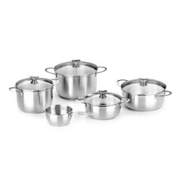 Batería de cocina BRA Ancora A399908 5 piezas Acero inoxidable Tapas Vidrio