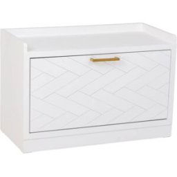 Wanderlust deco Banqueta zapatero de madera y metal blanco 80x38x53