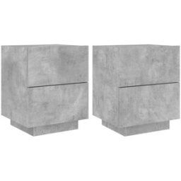 Maison Chic Juego de 2 mesita de noche luces led madera gris 5x40x55 cm
