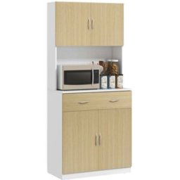 Homcom Alacena de cocina 80x40x180 cm madera natural