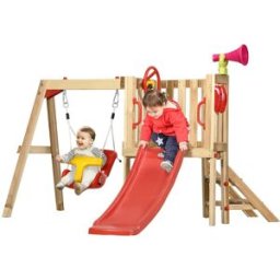 Outsunny Columpio tobogán infantil 170x200x118 cm rojo