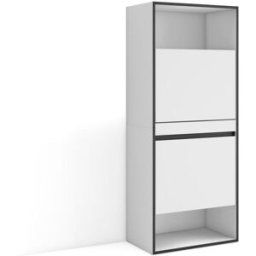 Skraut home Zapatero efecto madera blanco 60x35x145cm