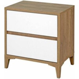 ID Kids Mesita de noche de 2 cajones nogal y blanco