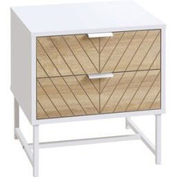 Homcom Mesilla de noche 45x39x48 cm blanco y roble