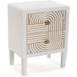 Versa Home Mesilla de noche 2 cajones en madera aglomerada blanco