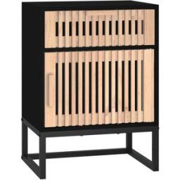 Maison Chic Mesita noche hierro y madera contrachapada negro 40x30x55,5 cm