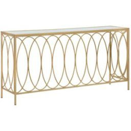 Mauro Ferretti Consola de metal dorado con espejo cm 160x40x79