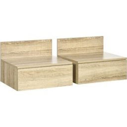 Homcom Mesillas de noche 43x36.5x30.5 cm madera natural