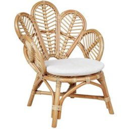 Beliani Silla pavo real de ratán natural 70 cm para niños