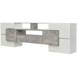 Urban Meuble Mueble de TV blanco con iluminación LED y superficie de cristal.
