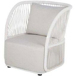 Maisons du Monde Sillón de exterior de fibra de poliolefina gris perlado y cuerda blanca