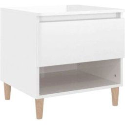 Maison Chic Mesita de noche madera contrachapada blanco brillo 50x46x50 cm