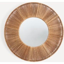El Corte Inglés Espejo decorativo de pared redondo Lombock . Natural Diámetro 63 cm