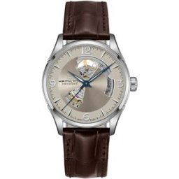 Hamilton Reloj de hombre automático Jazzmaster Open Heart de 42 mm H32705521 con correa de piel. Marrón