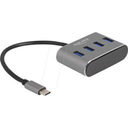 DELOCK 63223 - Hub USB 3.0 de 4 puertos, USB-C a 4x USB-A, 20 cm