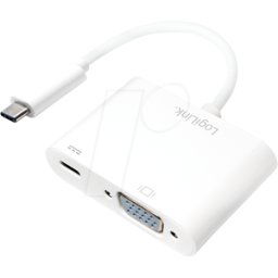 LOGILINK UA0259 - Adaptador, USB-C macho > VGA + PD, 1080p, blanco