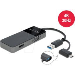 DELOCK 64085 - Adaptador USB 3.0 a HDMI 4K + VGA