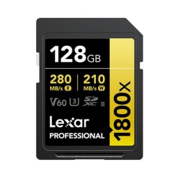 Tarjeta SD Lexar Professional 1800x 128GB SDXC UHS-II 280MB/s 210MB/s Clase 10 V60 Pack 2 Unidades