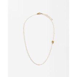 Parfois Collar de acero inoxidable con perlas y abalorio de corazón en blanco. Blanco