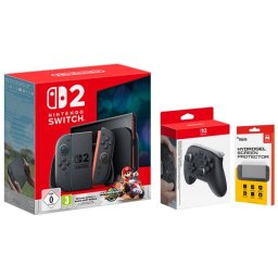 Nintendo Switch 2 + Mario Kart World + Mando Controller + Protector Hidrogel