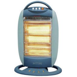 Estufa Eléctrica Compacta Halógena Azul 1200W 3 Barras Oscilante Antivuelco Asa