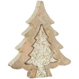 J-line Puzzle de árbol de Navidad de madera dorada de 25.5x4x30 cm