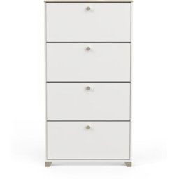 Calicosy Mueble zapatero de 4 puertas decor en roble y blanco - L80,8 cm