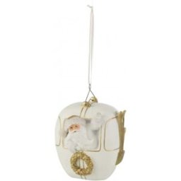 J-line Teleférico con Papá Noel de resina blanco 18x15.5x23 cm