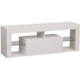 Happy Garden Soporte de TV con tira de LED y 4 estantes blanco