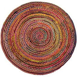 Un amour de tapis Alfombra redonda de yute, alfombra tejida a mano, multicolor Ø140 cm