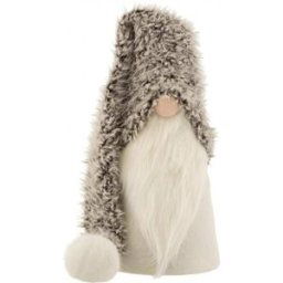 J-line Papá noel invierno resina/tela gris Alt. 57 cm
