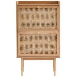 Sorelh MUEBLE zapatero con chapa de roble y caña de ratán 70cm