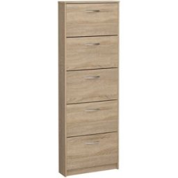 Calicosy Mueble zapatero 5 abatibles Step - L58,5 x H168,5 cm - Efecto Roble