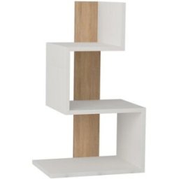 Calicosy Mesilla de noche blanco y decoración de madera de roble - L42 cm