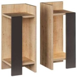 Bobochic Juego de 2 mesitas de noche h60 cm - Efecto Madera y negro