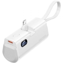 Power Bank Vention FHRW0 4800mAh 22.5W Ultraportátil Blanco con USB Tipo-C y Lightning