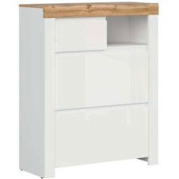 Petits meubles Mueble para zapatos alto estratificado Blanco marrón