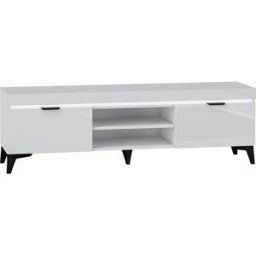 Petits meubles Mueble TV 2 puertas 157 cm con LED estratificado Blanco
