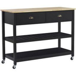 Beliani Carrito de cocina madera negro