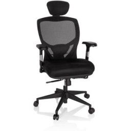 hjh OFFICE Silla alta gama Tela / Tejido de malla Negro