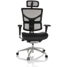 hjh OFFICE Silla alta gama Cuero / tejido de malla Negro