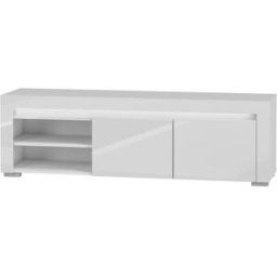 Petits meubles Mueble TV 2 puertas 152 cm con LED estratificado Blanco