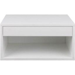 Drawer Mesita de noche mural con 1 compartimento, 1 cajón de madera - Blanco