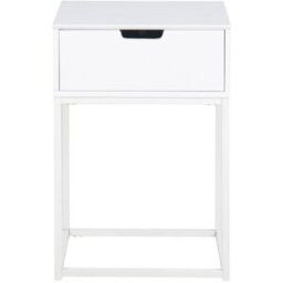 Drawer Mesita de noche con 1 cajón de madera - Blanco
