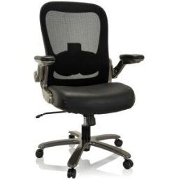 hjh OFFICE Silla giratoria XXL Malla/Cuero Negro