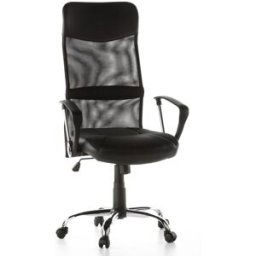hjh OFFICE Sillón de oficina Home Office Piel sintética/Tejido de malla Negro