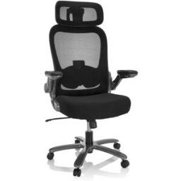 hjh OFFICE Silla giratoria XXL Tela / Tejido de malla Negro