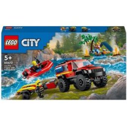 Lego Juguete de construcción Camión de Bomberos 4x4 con Barco de Rescate City Fire - 60412.