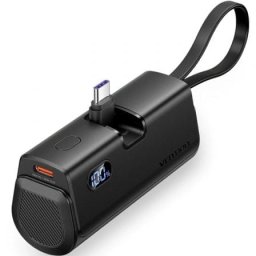 Power Bank Vention FHQB0 4800mAh 22.5W Mini LED USB-C Lightning Negra